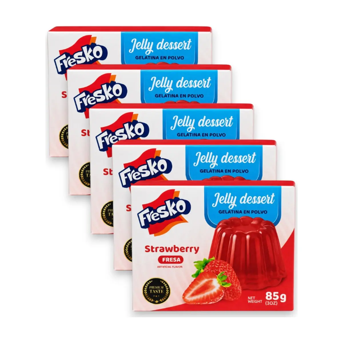 Gelatina sabor fresa Fresko (5 X 85 g / 3 oz)