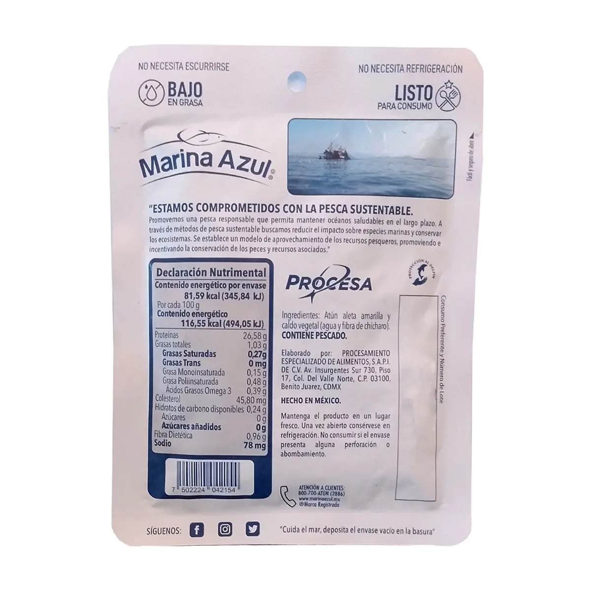 Atún en trozos en agua bajo en sodio Marina Azul (74 g / 2.61 oz) - Thumbnail 5