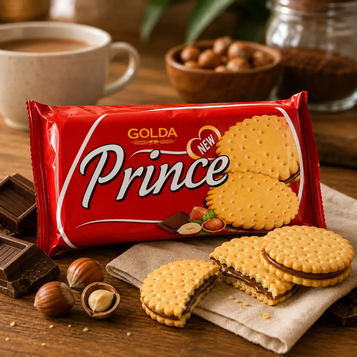 Galleta sándwich rellena con crema de cacao y avellanas Golda Prince (160 g / 5.64 oz) - Thumbnail 4