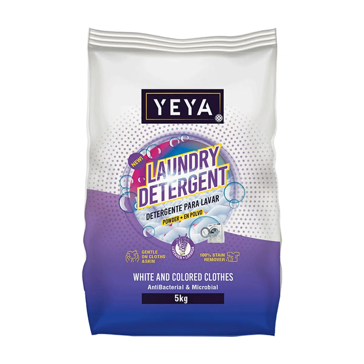 Detergente en polvo con aroma a lavanda YEYA (5 kg / 11 lb)