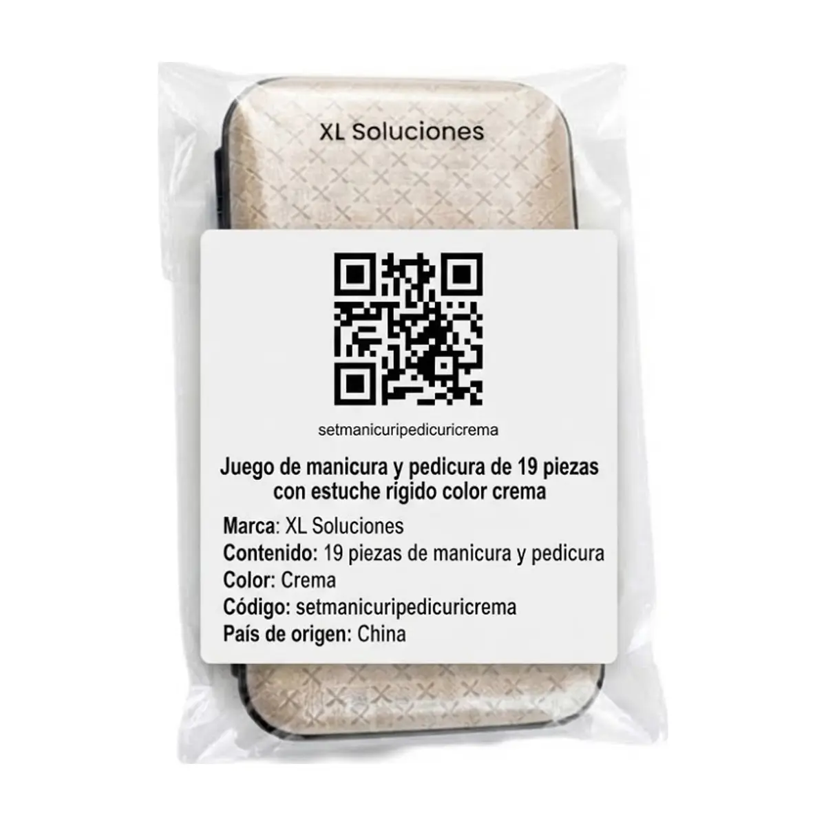 Juego de manicura y pedicura de 19 piezas con estuche rígido color crema XL Soluciones - Miniatura 4