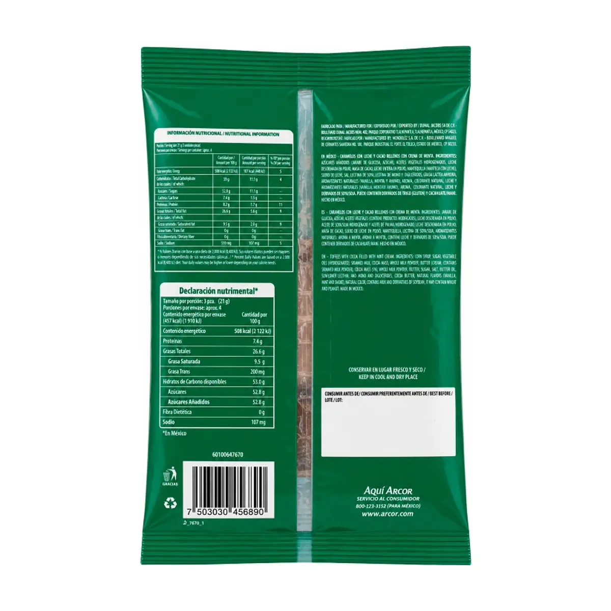 Caramelos con leche y cacao rellenos con crema de menta Arcor Butter Toffees (90 g / 3.17 oz) - Thumbnail 2