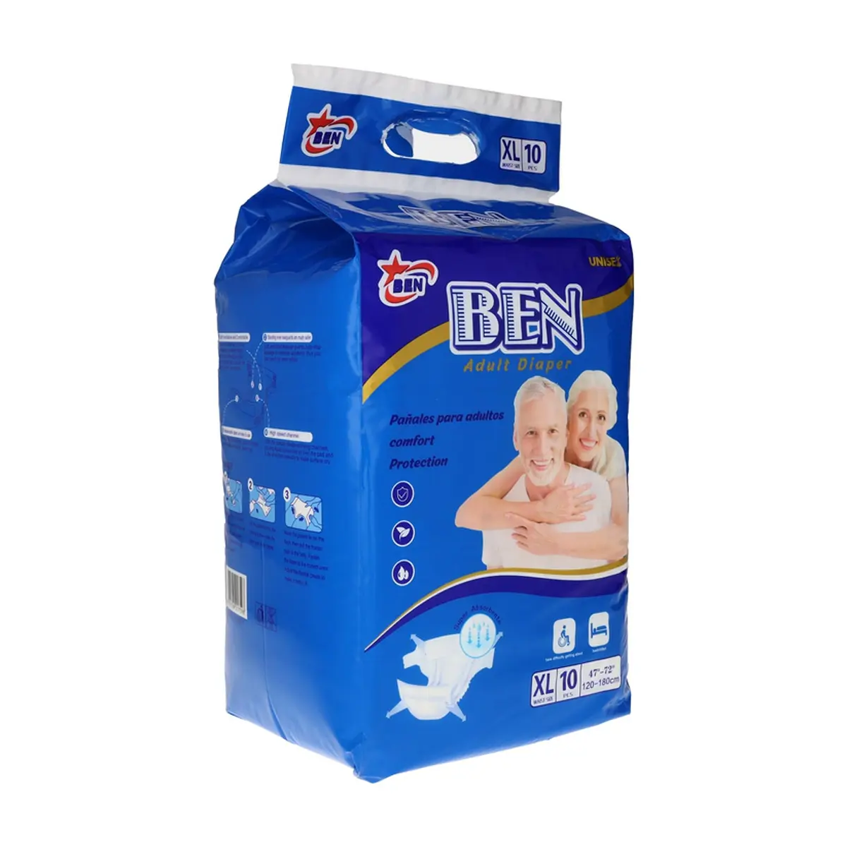 Pañales desechables para adultos talla XL BEN (10 U) - Miniatura 4