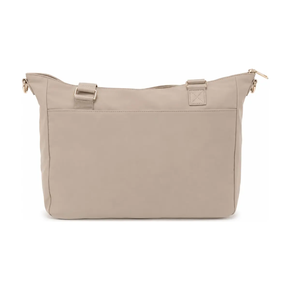 Bolso shopper beige de nailon con bolsillo frontal y asas largas Isabella (1 U) - Thumbnail 3