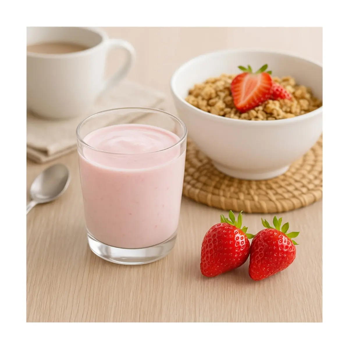 Yogurt probiótico de coágulo sabor fresa Alask (1 L) - Thumbnail 4