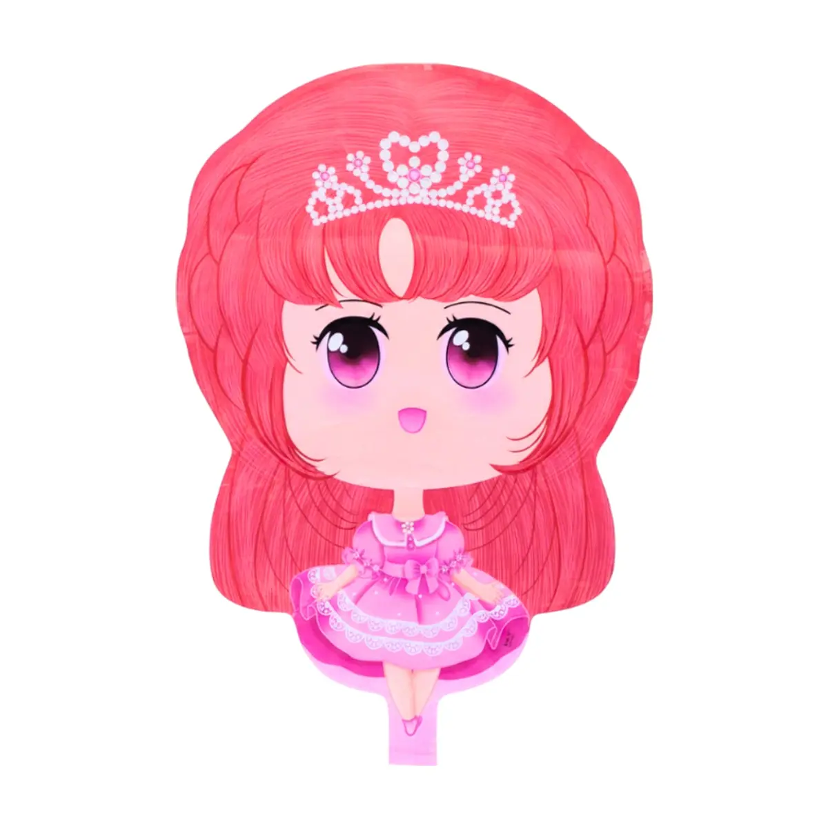 Globo metálico con forma de princesa con pelo rojo y vestido rosado para fiestas y cumpleaños DBCY - Thumbnail 3