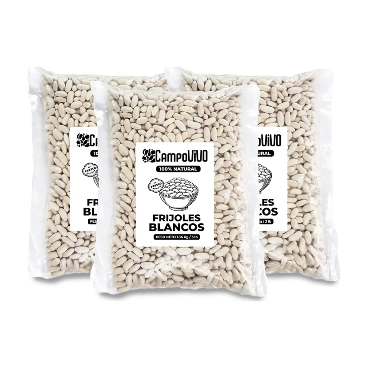 Frijoles blancos Campo Vivo (3 x 1.36 kg / 3 lb)