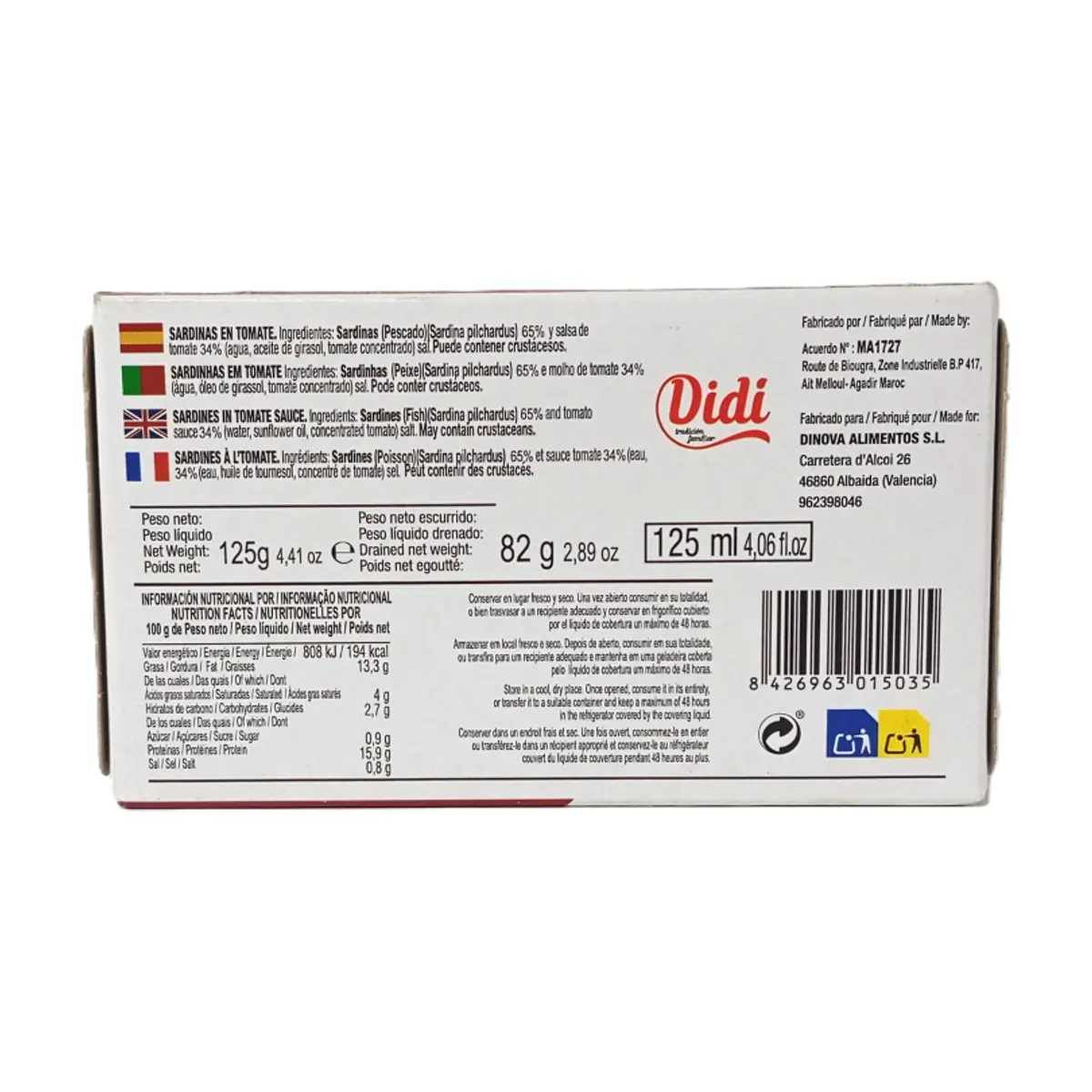 Sardinas en tomate Didi (125 g / 4.41 oz) - Thumbnail 3