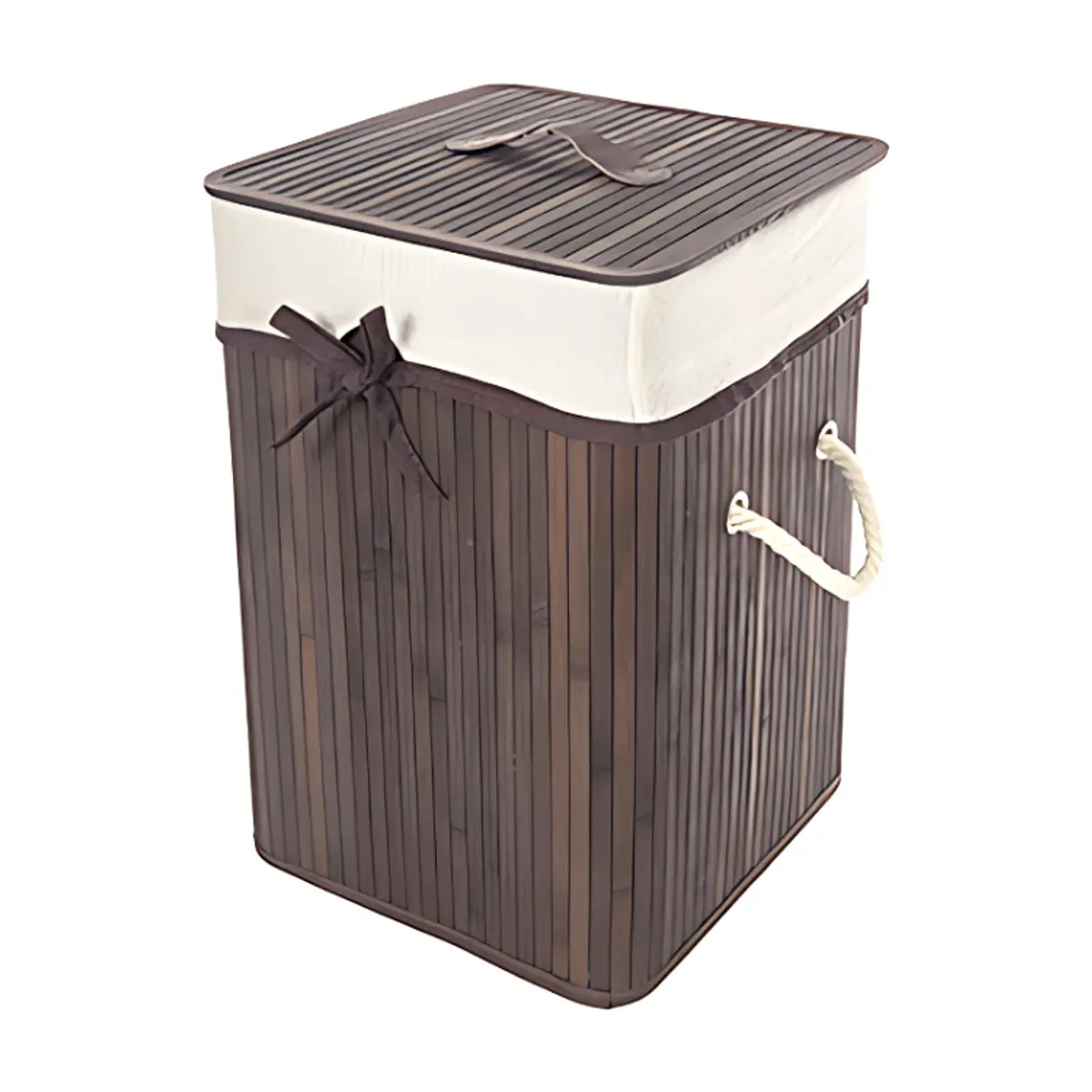 Ropero de bambú plegable cuadrado caoba con lazo de 28 cm x 42 cm Casa y Menaje