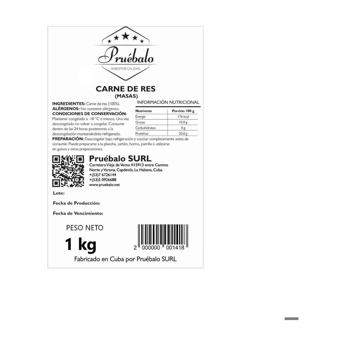 Masas de res Pruébalo (1 kg / 2.2 lb) - Thumbnail 2