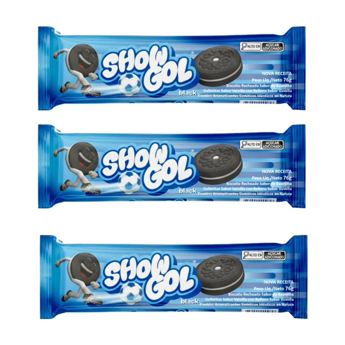 Galletas rellenas con crema sabor vainilla Show Gol (3 x 76 g / 2.68 oz)