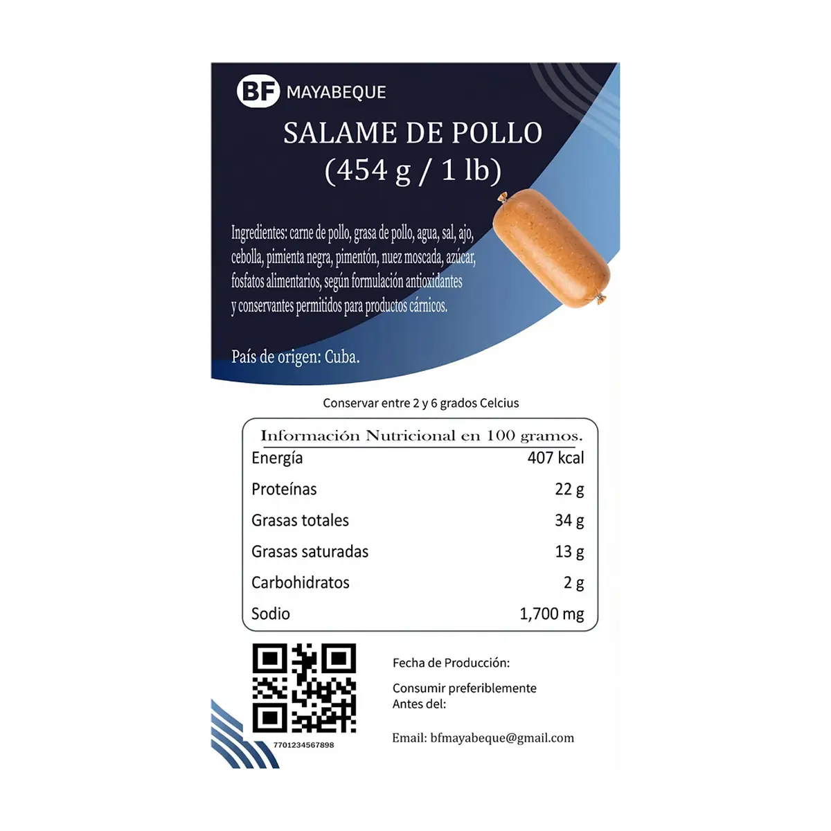 Salame de pollo BF Mayabeque (454 g / 1 lb) - Thumbnail 2