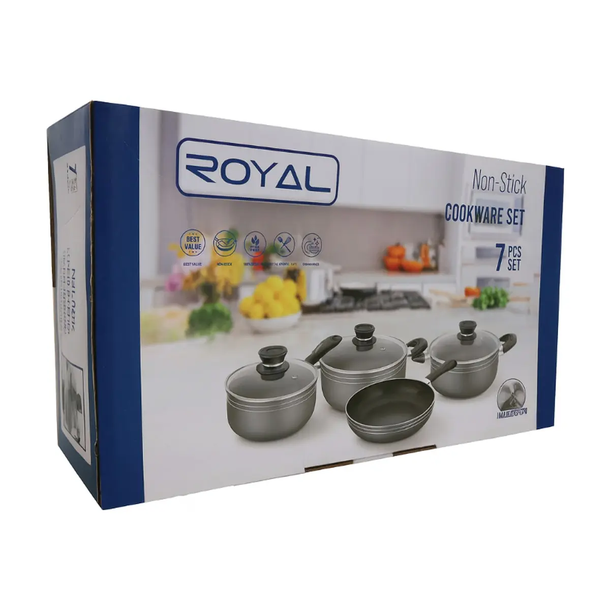 Juego 7 piezas de ollas y sartén antiadherente de color gris Royal ROL-7PZG - Thumbnail 4