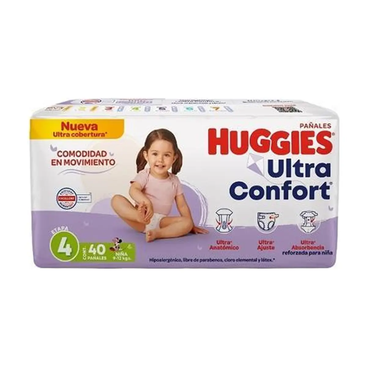 Pañal Desechable Etapa 4 para Niñas (40 u) HUGGIES