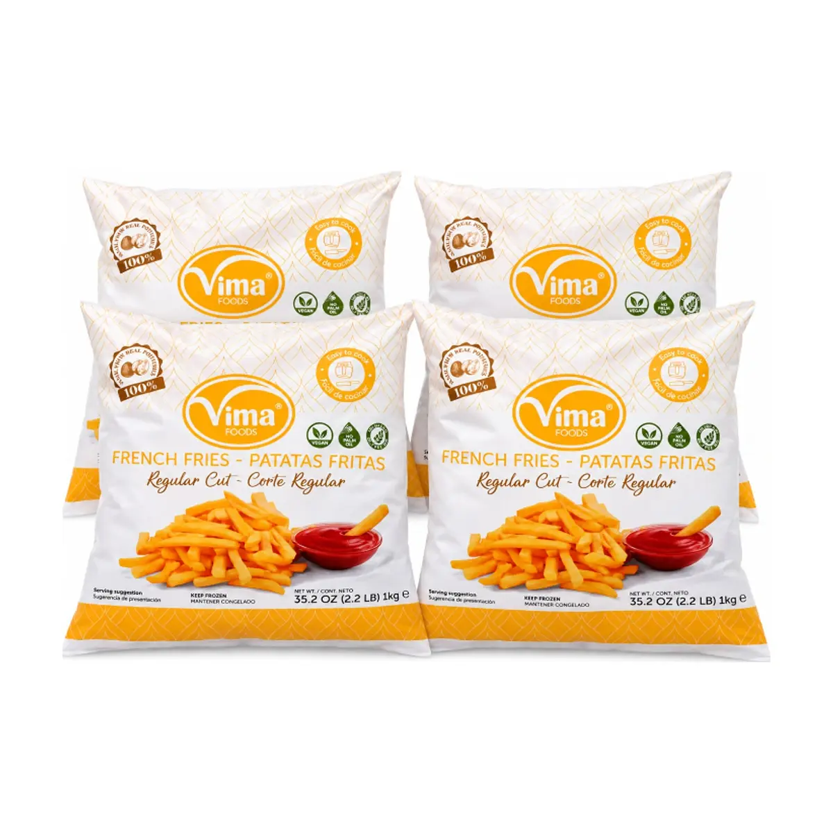 Patatas -papas- prefritas congeladas Vima Foods (4 x 1 kg / 2.2 lb) - Imagen 1