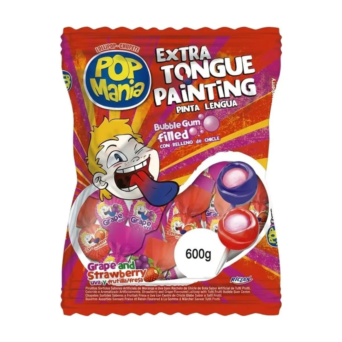 Pinta Lenguas Frutas Surtidas Pop Mania (48u x 14g) RICLAN