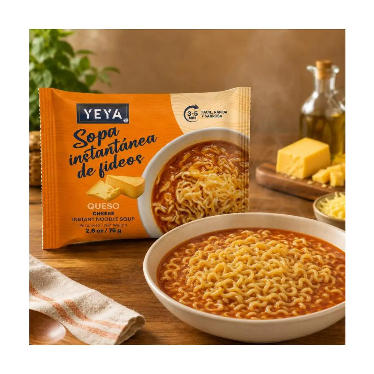 Sopa instantánea de fideos con sabor a queso YEYA (75 g / 2.6 oz) - Thumbnail 4
