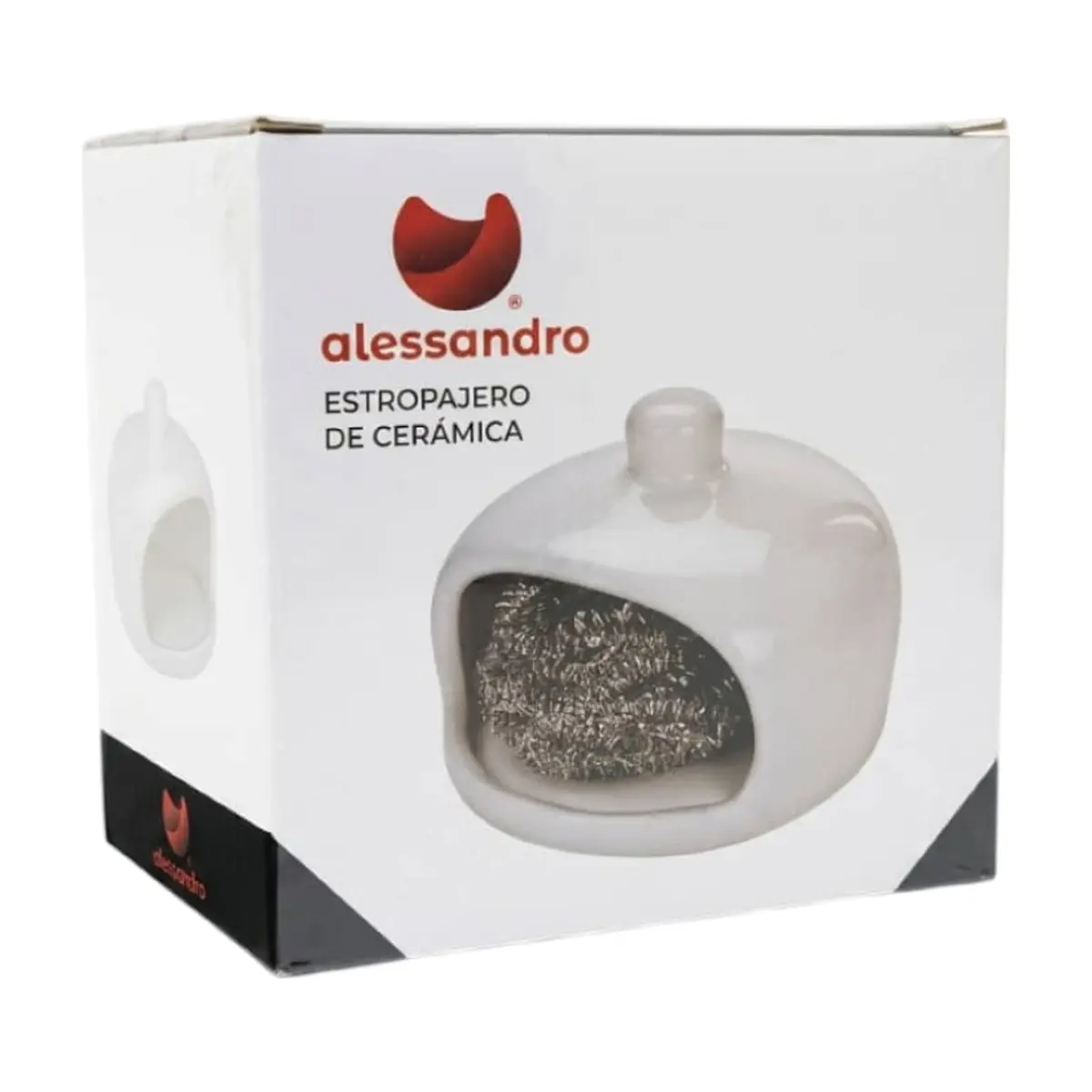 Estropajero de cerámica blanco Alessandro - Thumbnail 2