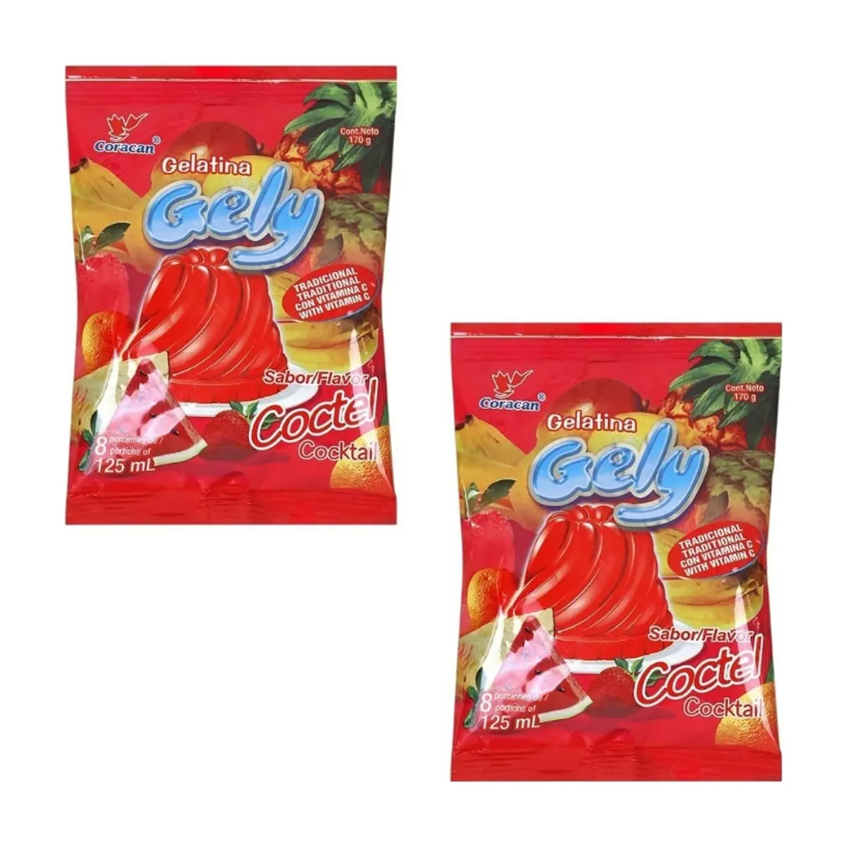 Gelatina sabor coctel Gely (2 x 170 g / 6 oz) - Miniatura 1