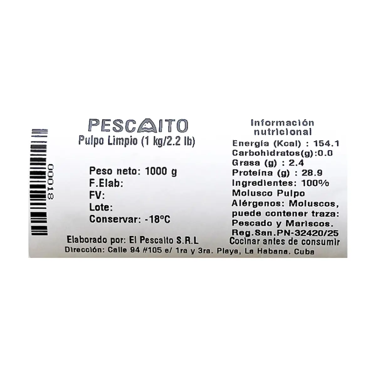 Pulpo limpio Pescaito (1 kg / 2.2 lb) - Thumbnail 3