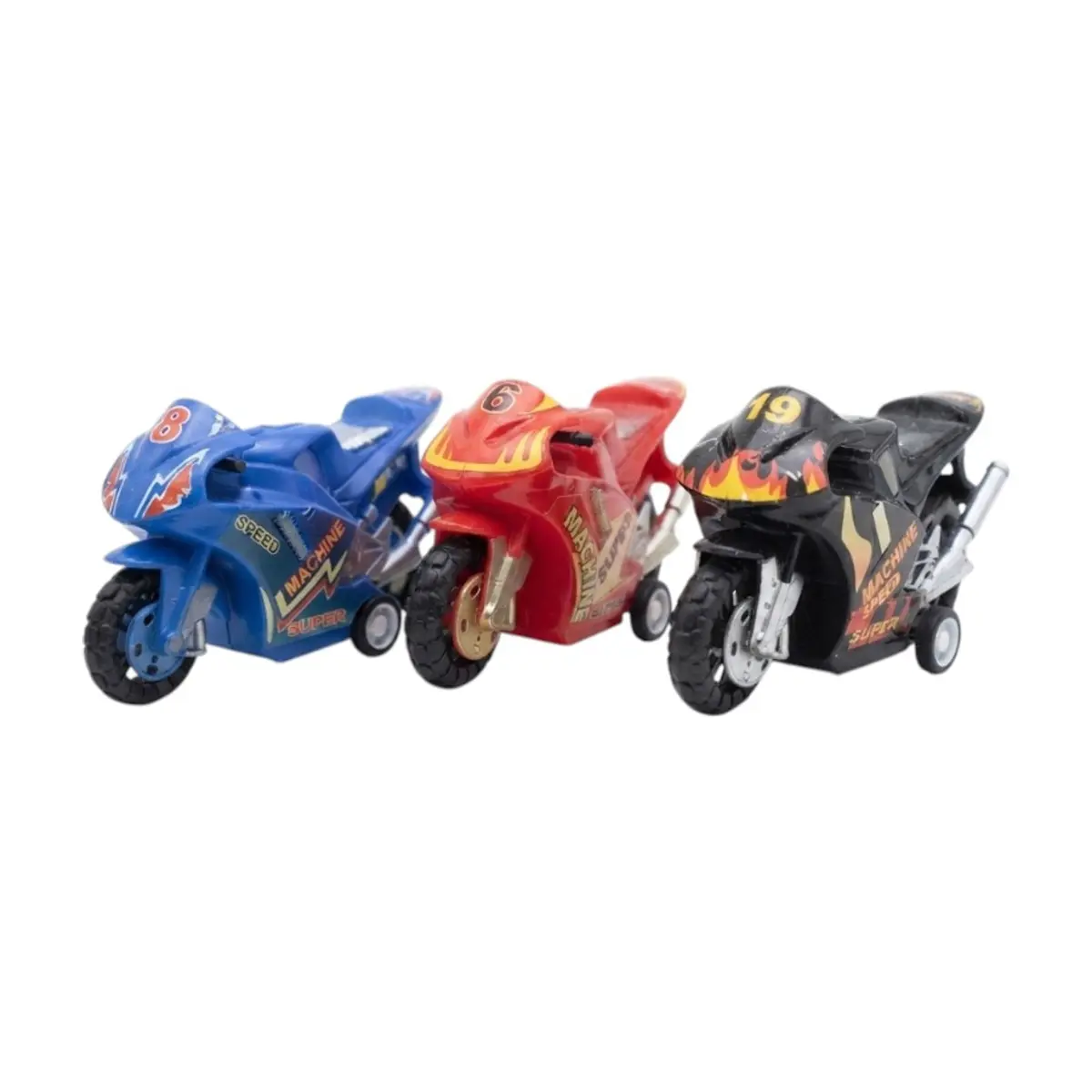 Juego de 3 motocicletas plásticas de fricción Gutza