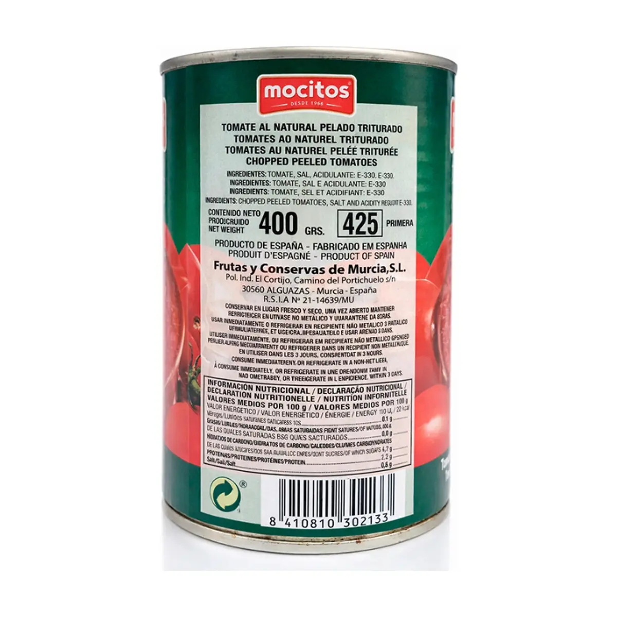 Tomate al natural pelado triturado Mocitos (400 g / 14.1 oz) - Thumbnail 2