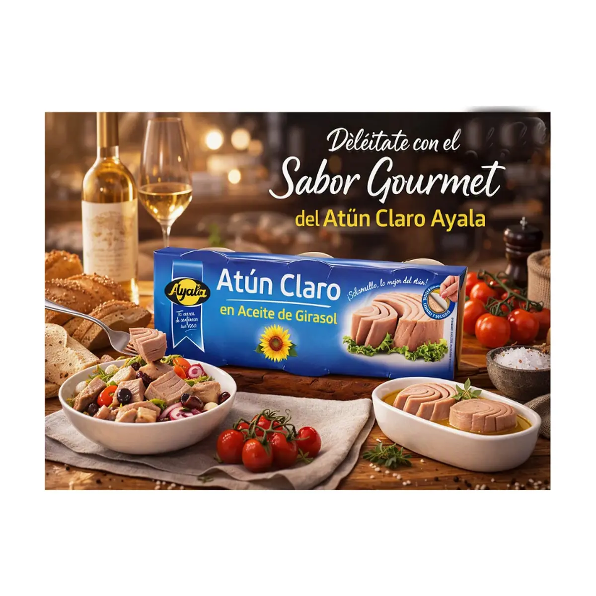 Atún claro en aceite de girasol Ayala (3 x 210 g / 7.41 oz) - Thumbnail 2