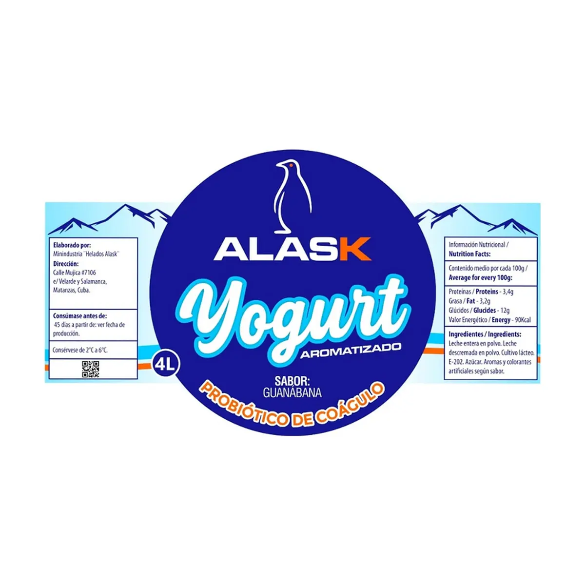 Yogurt probiótico de coágulo sabor guanábana Alask (4 L) - Miniatura 2