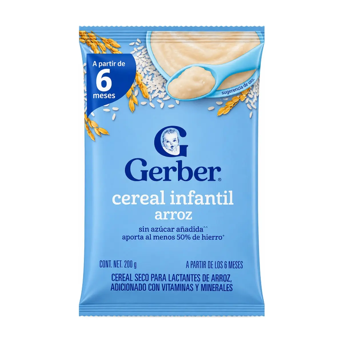 Cereal seco para lactantes de arroz adicionado con vitamina y minerales partir de los 6 meses Gerber (200 g / 7.05 oz) - Miniatura 1