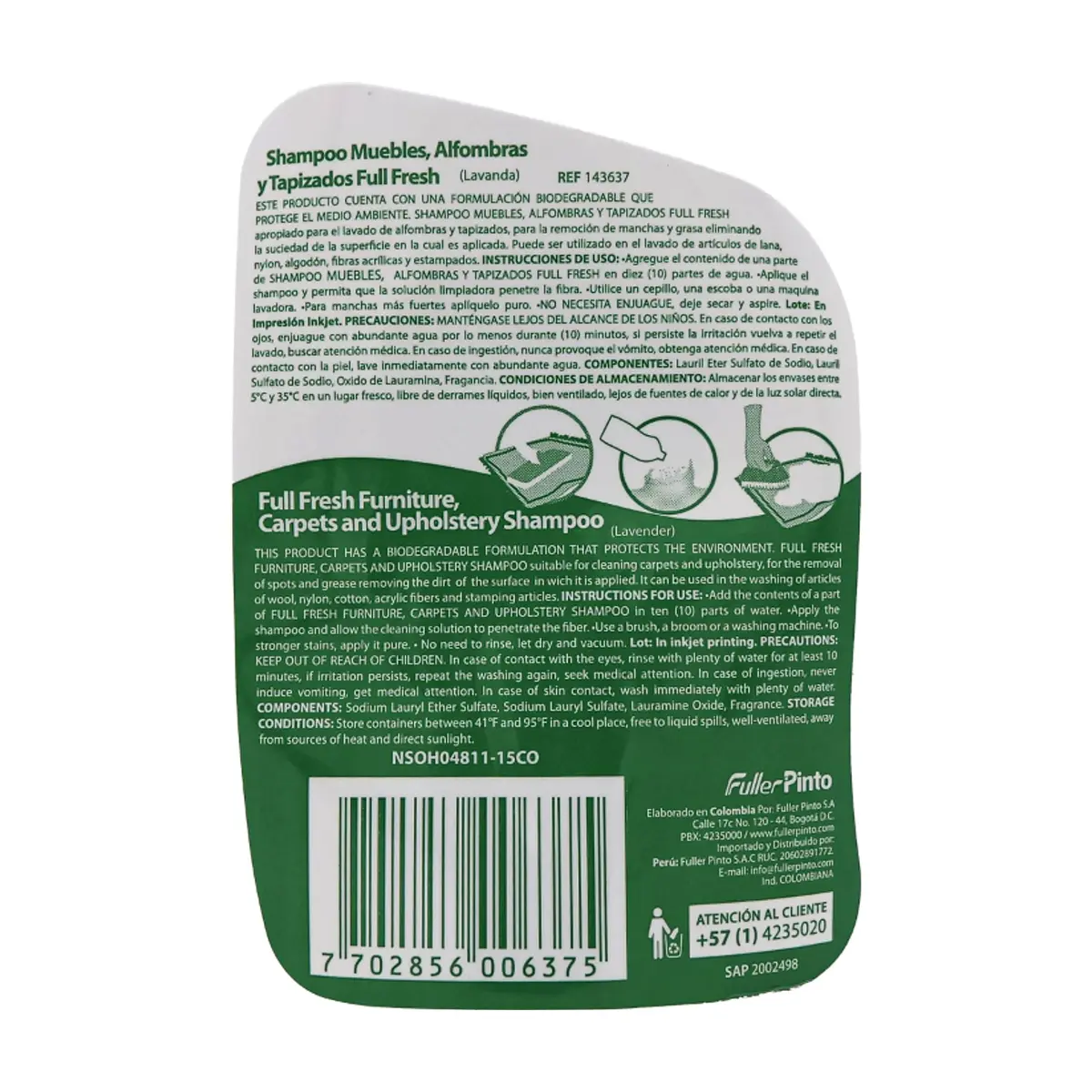 Champú para muebles, alfombras y tapizados con aroma a lavanda Full Fresh (500 ml / 16.9 fl oz) - Thumbnail 3