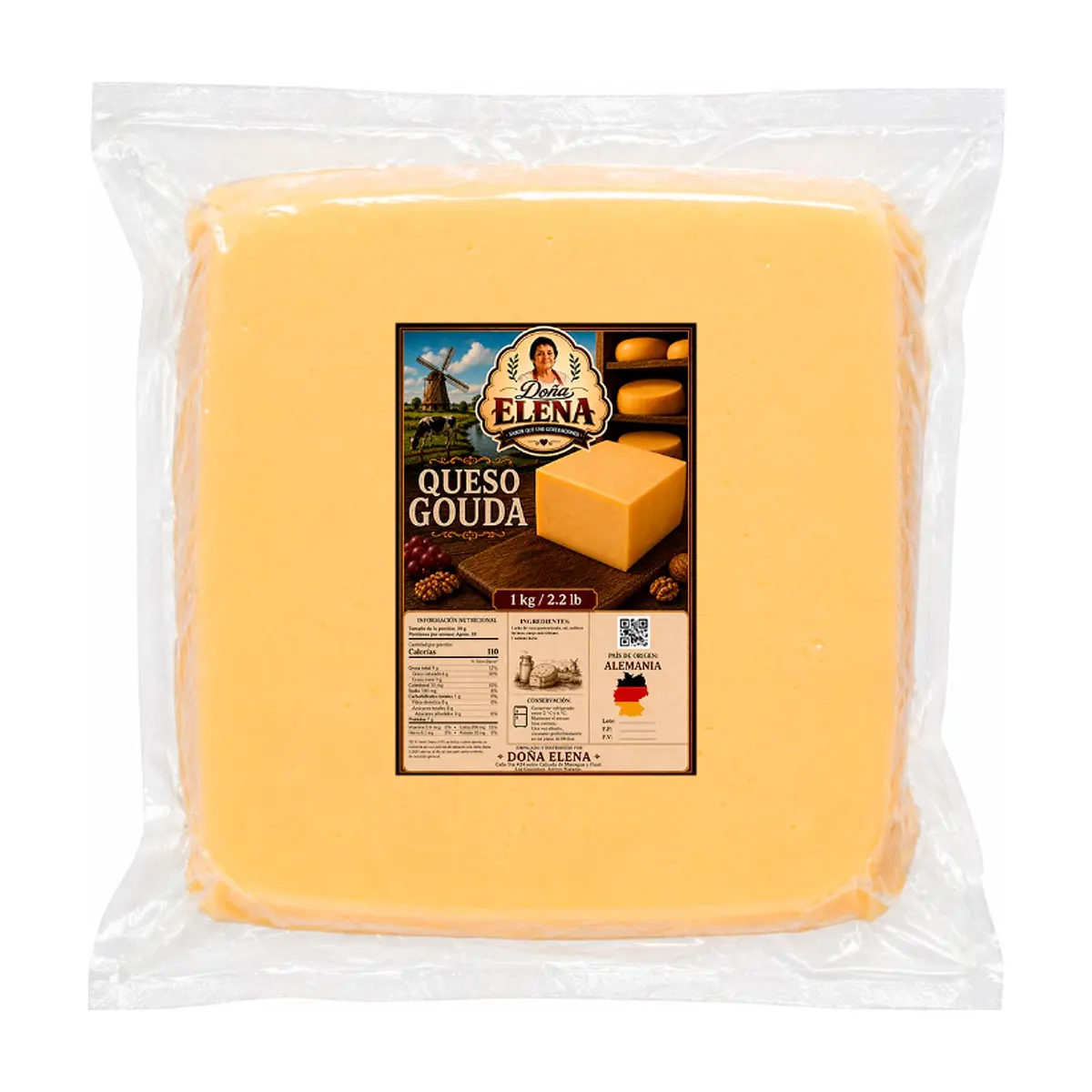 Queso gouda Doña Elena (1 kg / 2.2 lb) - Imagen 1