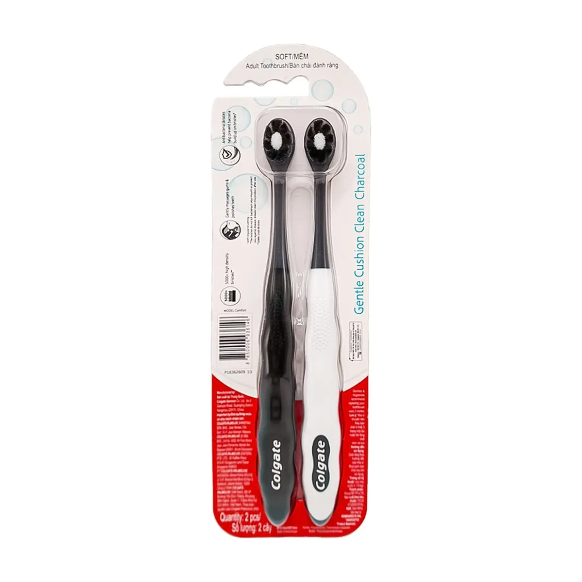 Cepillo de dientes con cerdas suaves Cushion Clean Colgate (2 U)
