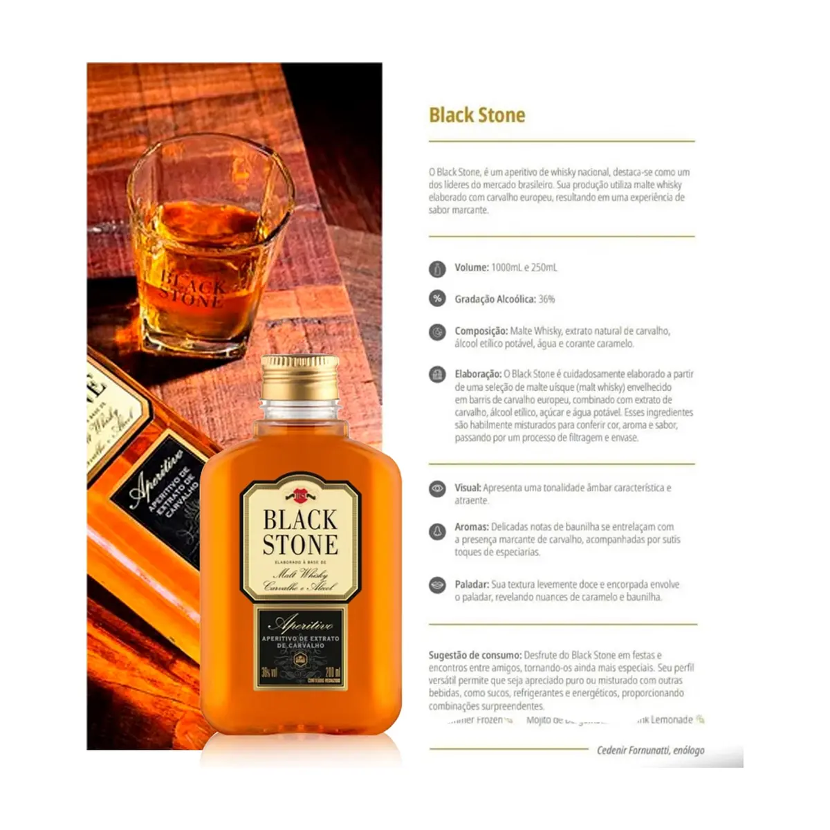 Whisky de malta y roble Black Stone (200 ml) - Thumbnail 3