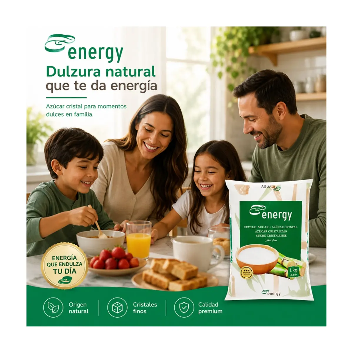 Azúcar blanca cristalina Energy (3 x 1 kg / 2.2 lb) - Miniatura 4