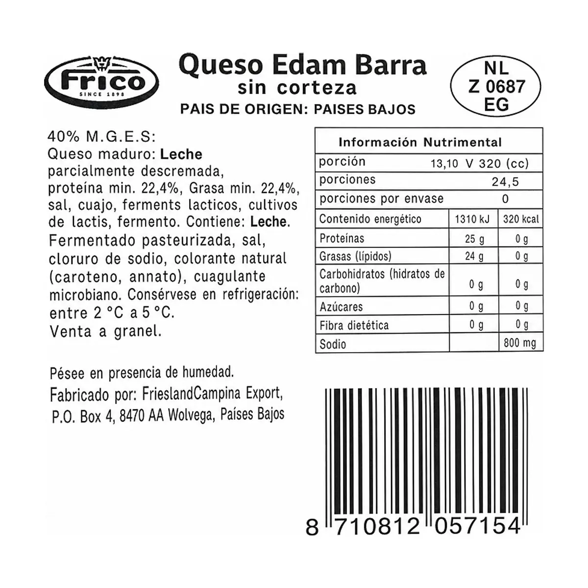 Queso Edam Barra sin corteza Frico (3 kg / 6.6 lb) - Thumbnail 4