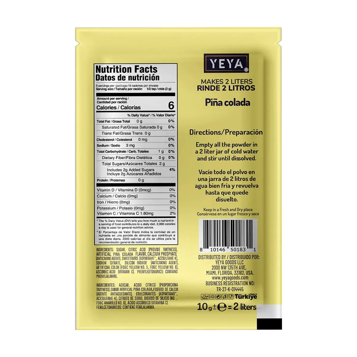 Refresco instantáneo sabor piña colada YEYA (10 g / 0.35 oz) - Thumbnail 2