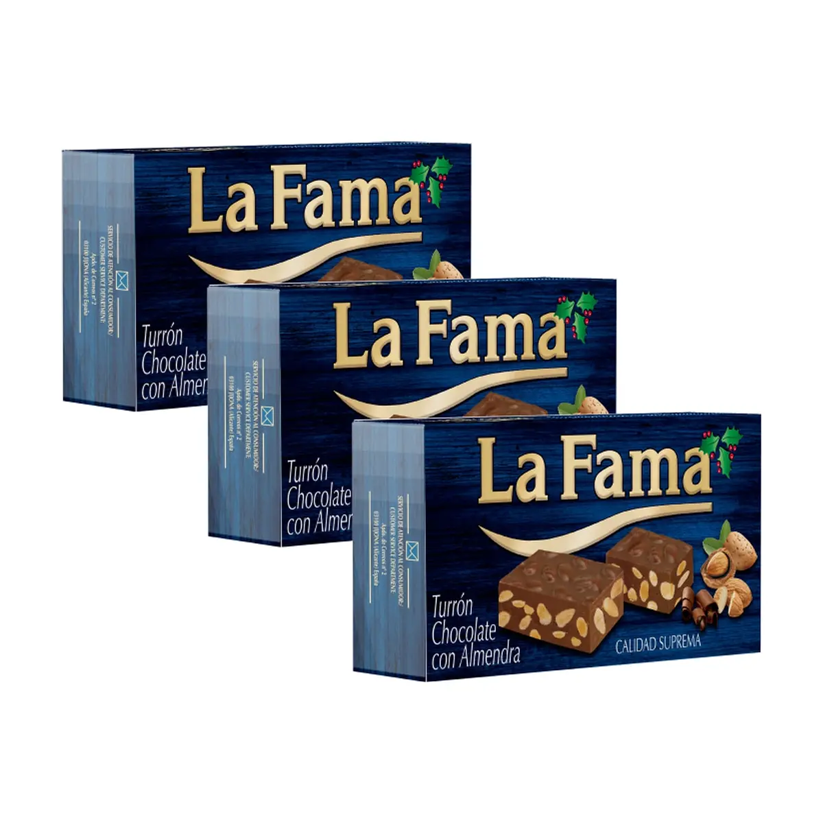 Turrón de Chocolate con Almendra La Fama (3 x 200 g / 5.3 oz) - Miniatura 1