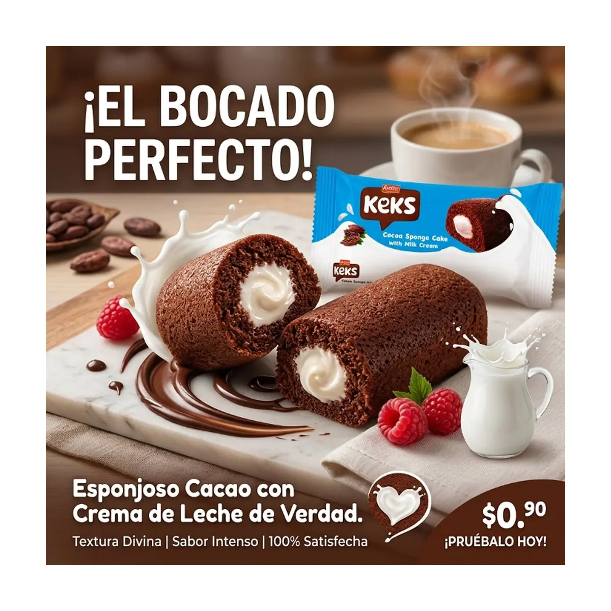 Pastelito de cacao con crema de leche Keks Bifa (45g / 1.59oz) - Thumbnail 4
