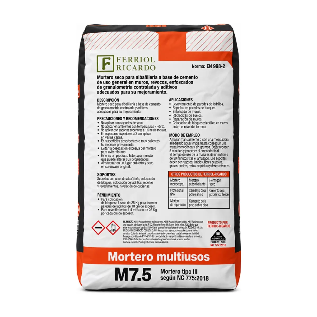 Mortero multiusos M7.5 tipo III Ferriol Ricardo (25 kg / 55 lb) - Thumbnail 2