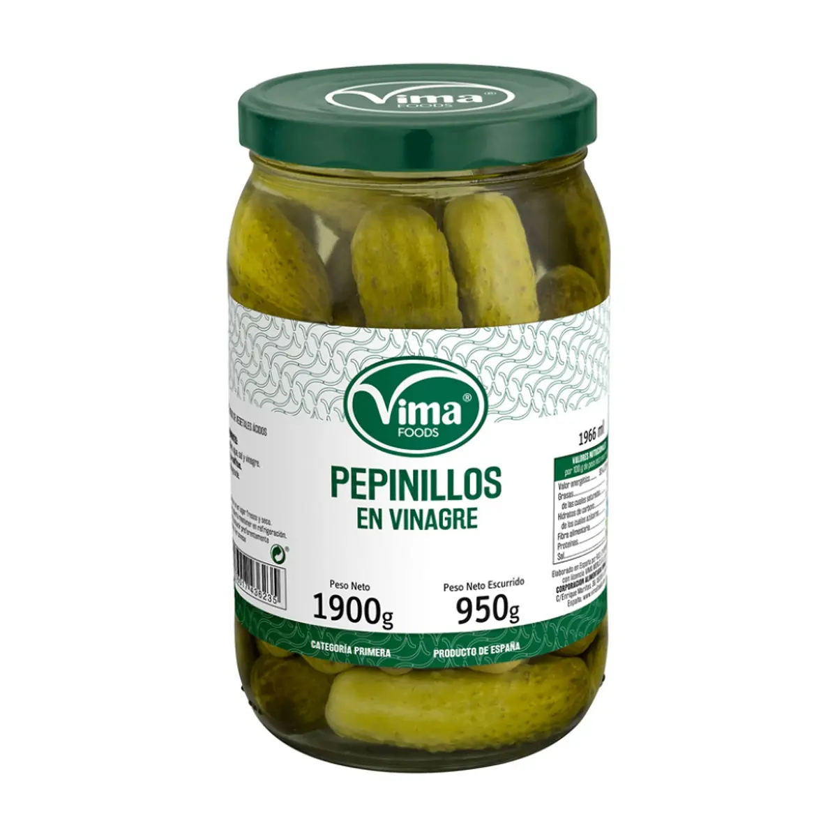 Pepinillos en vinagre Vima Foods (1.9 kg / 4.18 lb)