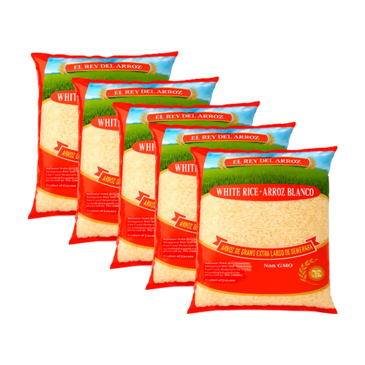 Arroz blanco de grano extra largo El rey del arroz (5 x 1 kg / 2.2 lb) - Miniatura 1