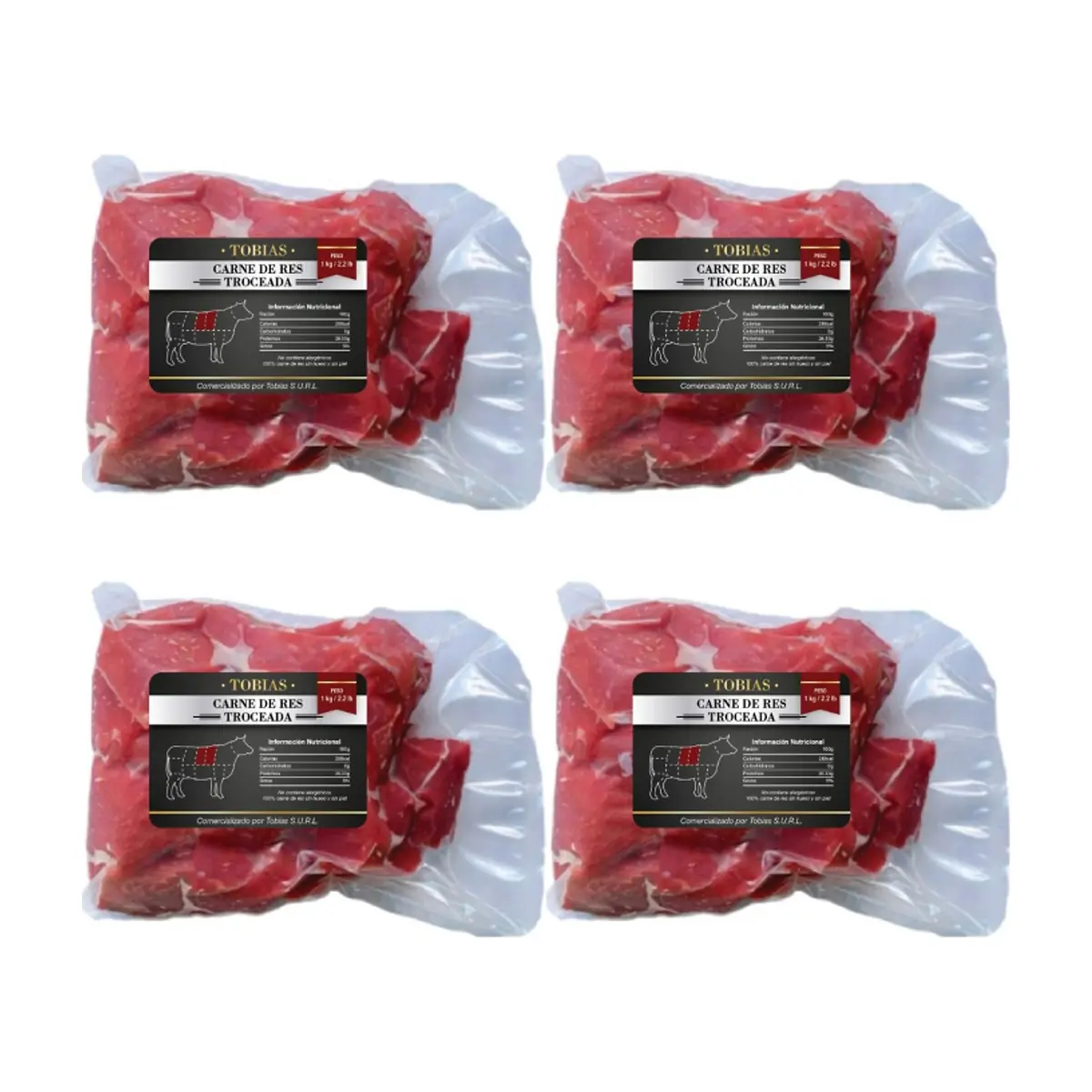 Carne de res troceada (4 x 1 kg / 2.2 lb) - Imagen 1