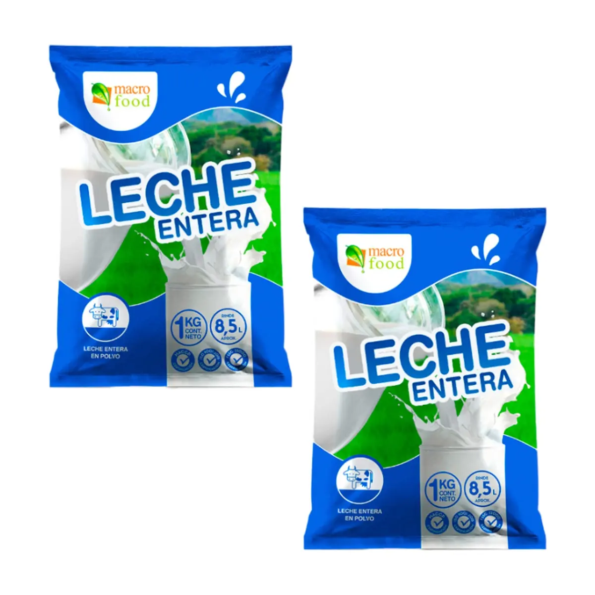 Leche entera en polvo (2 x 1 kg / 2.2 lb)