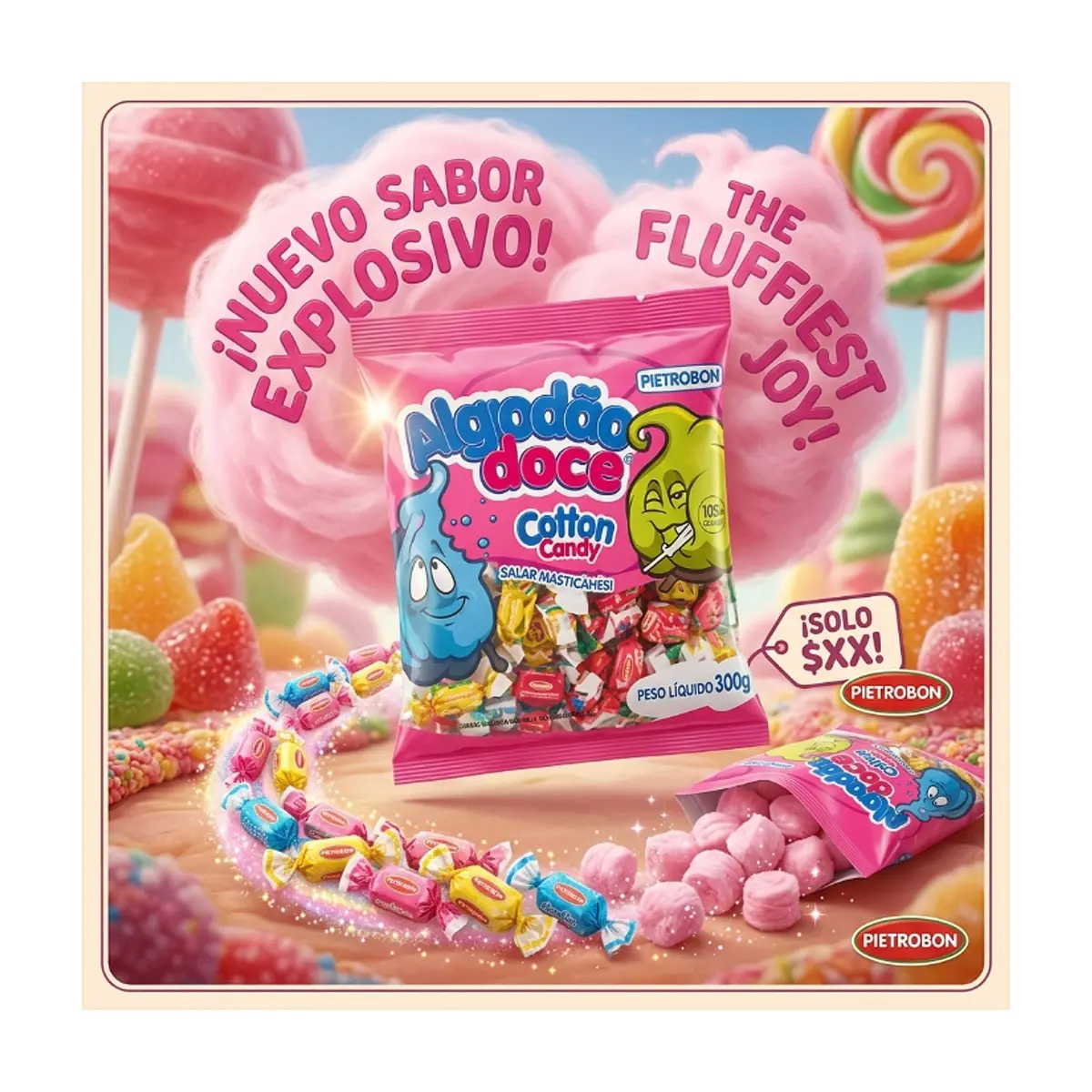 Caramelos suaves de algodón de azúcar Pietrobon (300 g / 10.58 oz) - Thumbnail 4