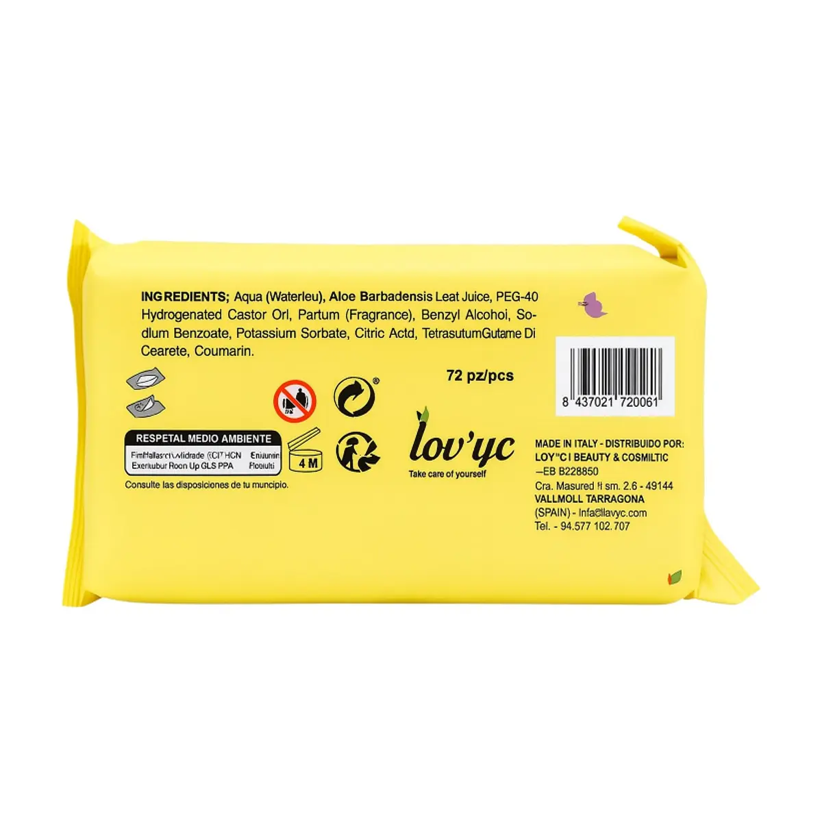 Toallitas húmedas para bebés con aloe vera Lov'yc Baby (72 U) - Thumbnail 3