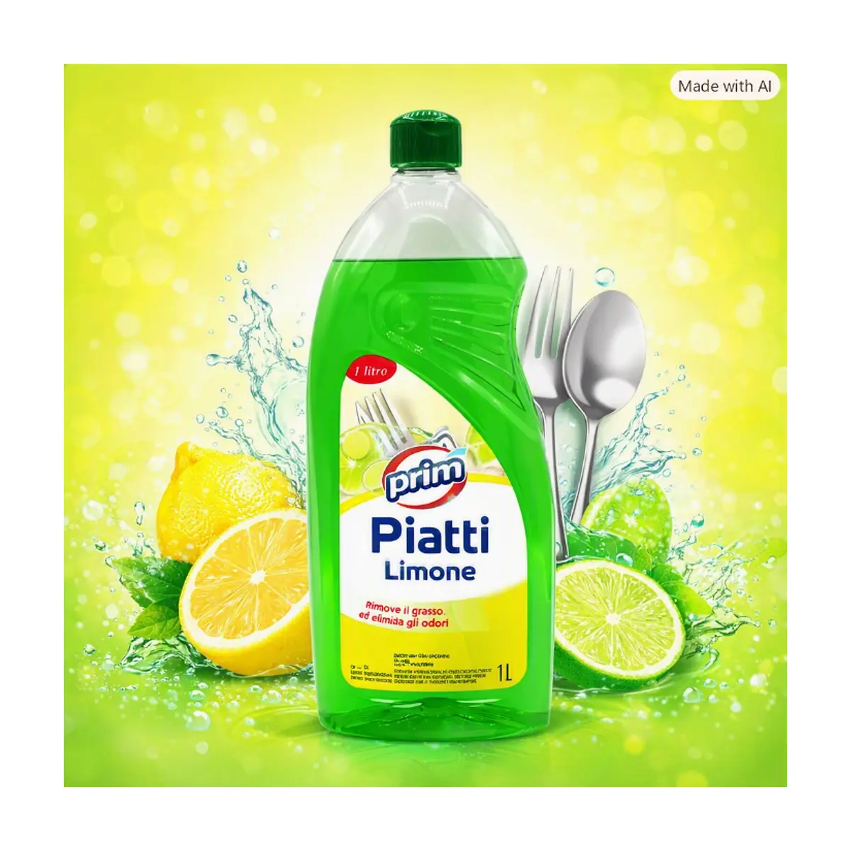 Lavavajillas líquido concentrado con aroma a limón Prim (1 L) - Miniatura 4