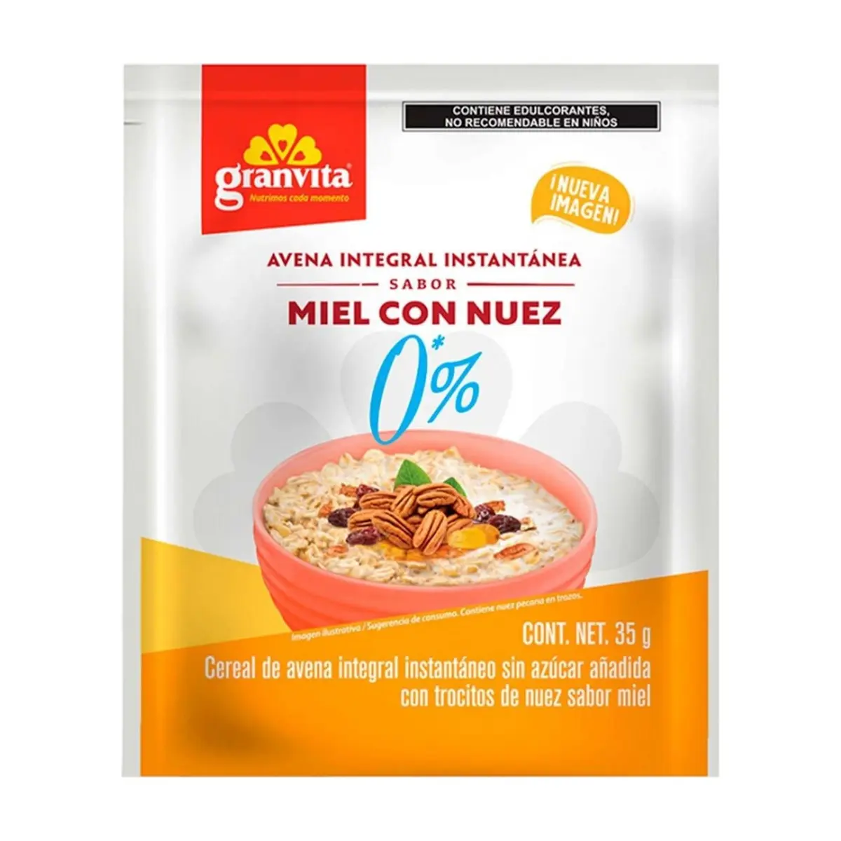 Avena integral instantánea sabor miel con nuez Granvita (35 g / 1.23 oz)