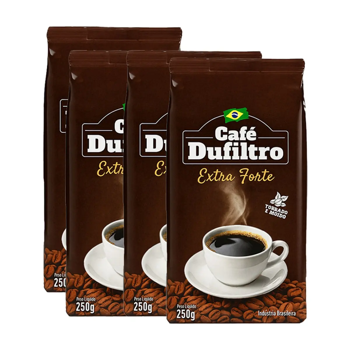 Café tostado y molido extra fuerte Dufiltro (4 x 250 g / 8.8 oz)