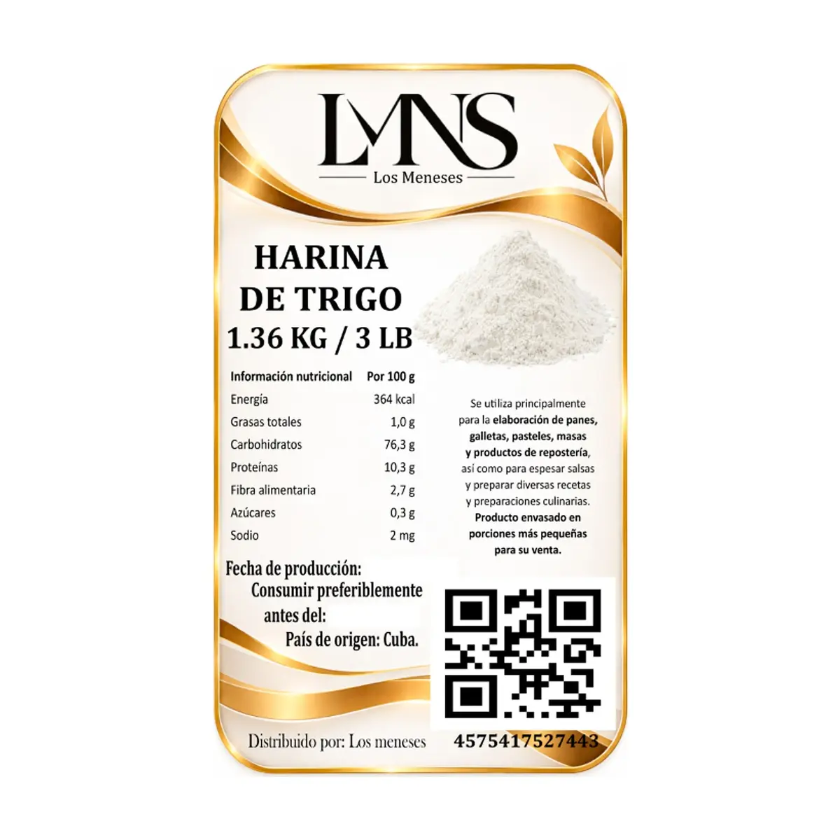 Harina de trigo Los Meneses (1.36 kg / 3 lb) - Thumbnail 2