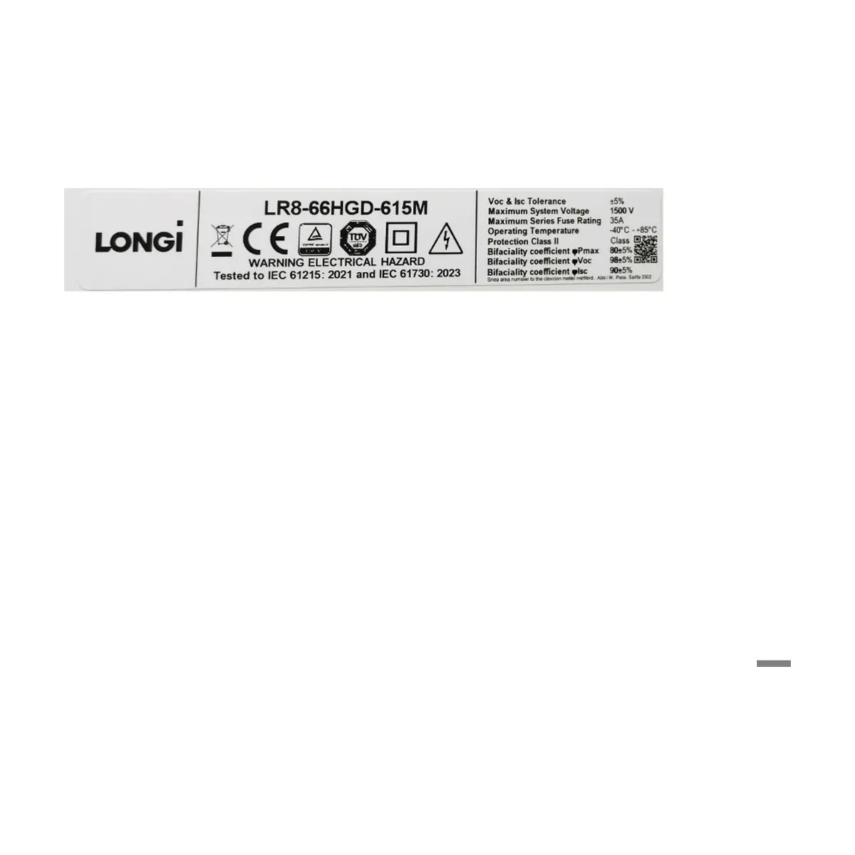 Panel Solar Bifacial LONGi 615 W LR8-66HGD-615M - Miniatura 2
